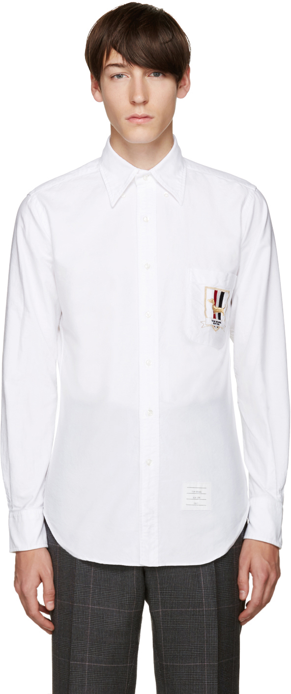 Thom Browne: White Hector Crest Shirt | SSENSE
