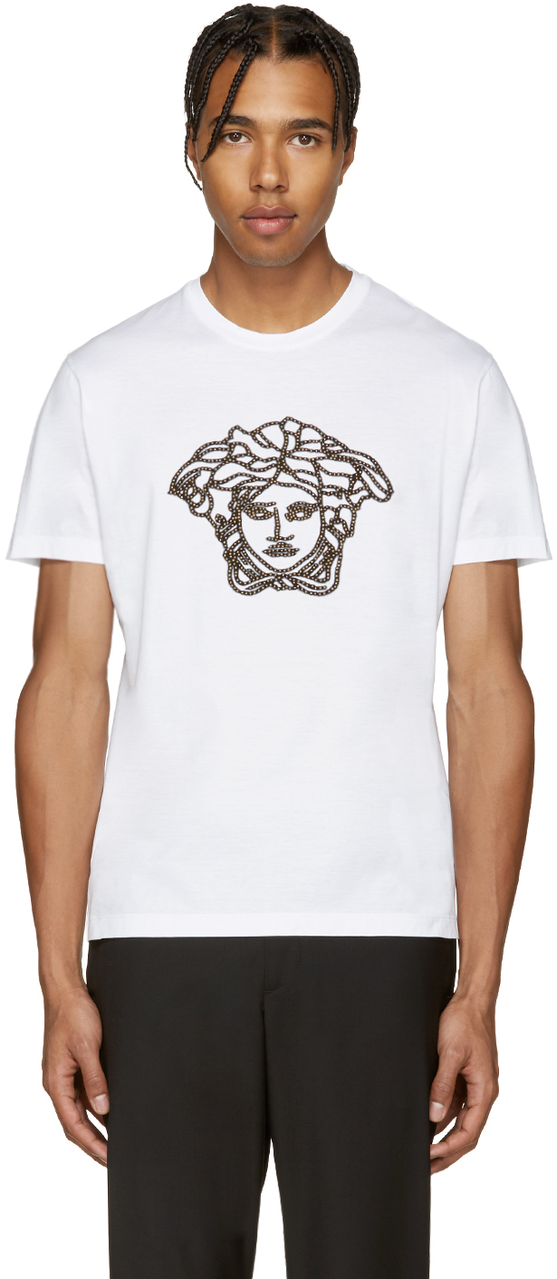 Versace: White Studded Medusa Shirt | SSENSE