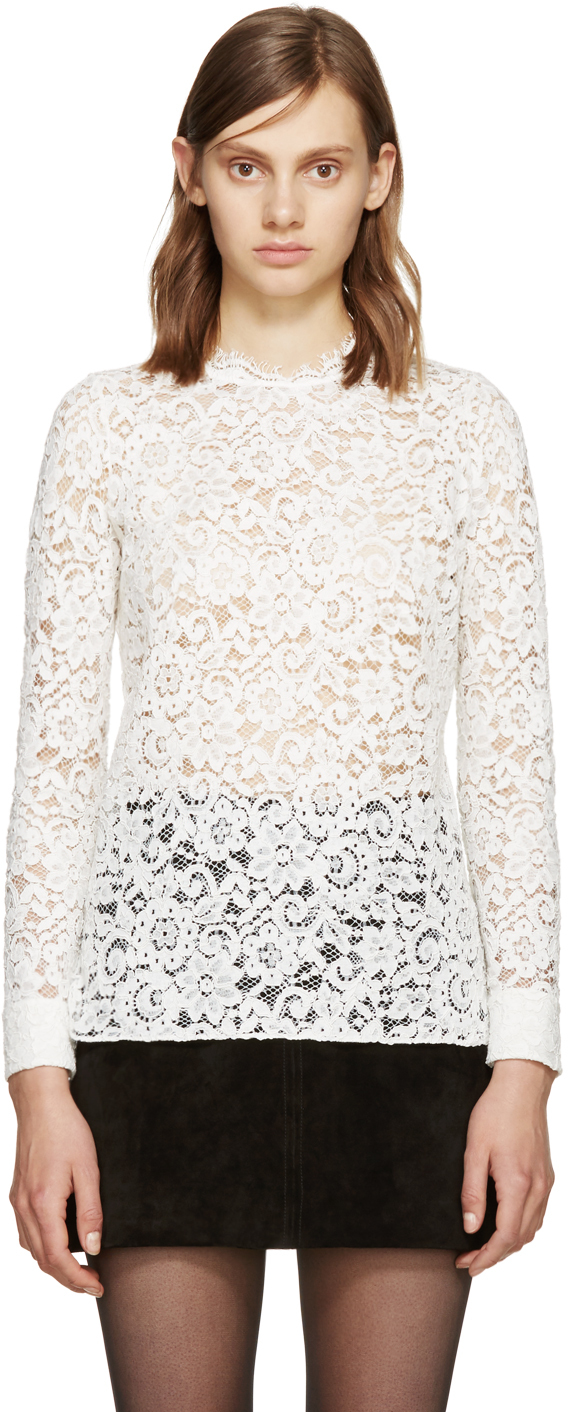 Saint Laurent: White Lace Blouse | SSENSE