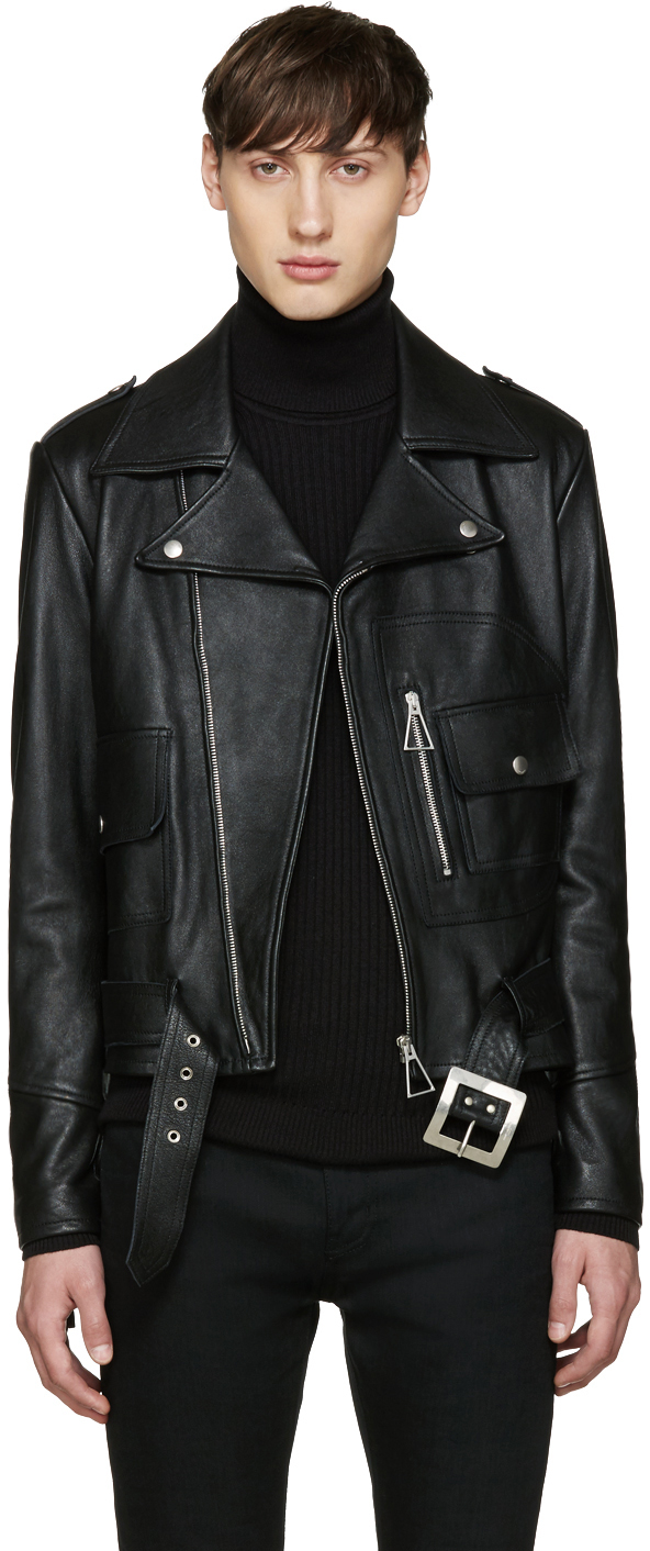 Saint Laurent: Black Leather Fringed Jacket | SSENSE