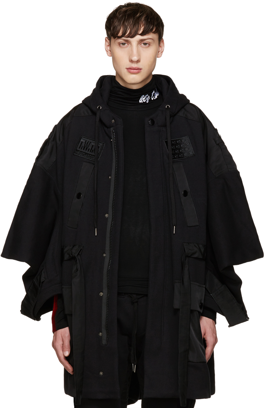 KTZ: Black Jersey Patches Coat | SSENSE Canada