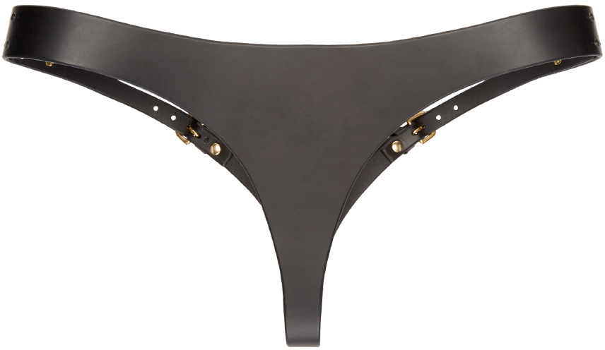 Fleet Ilya: Black Leather Cut-Out Underwear | SSENSE