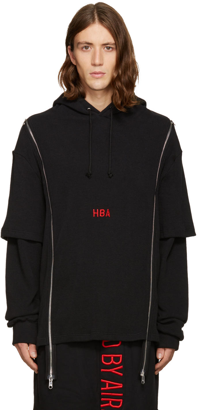 Hood by Air: Black Thermal Double-Zip |