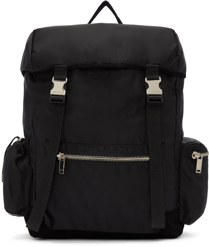 Christian Dada: Black Nylon & Leather Backpack | SSENSE