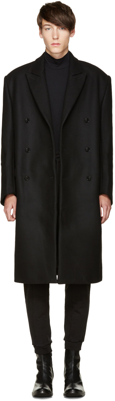 VETEMENTS: Black Oversized Double-Breasted Coat | SSENSE