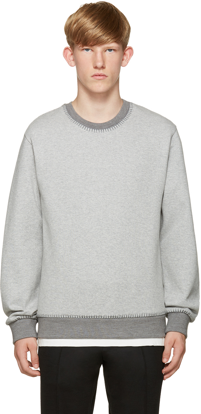 Wooyoungmi: Grey Blanket Stitch Pullover | SSENSE UK
