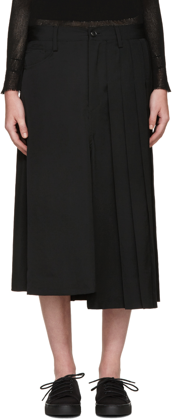 Y's: Black Hybrid Skirt | SSENSE