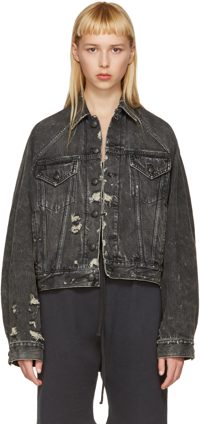 R13: Black Denim Raglan Trucker Jacket | SSENSE