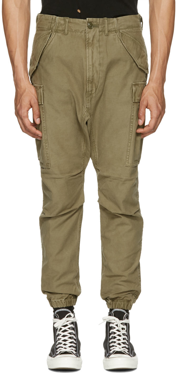 R13: Green Military Cargo Pants | SSENSE UK