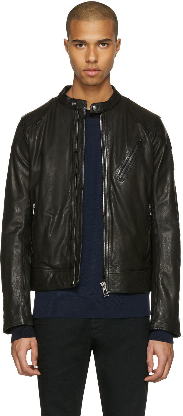 Belstaff: Black Leather Maxford Jacket | SSENSE