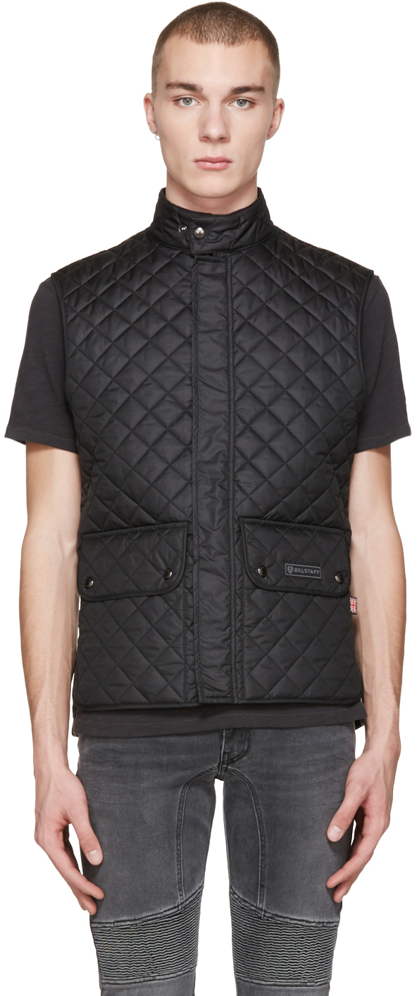 Belstaff Black Quilted Wasicoat Vest SSENSE UK