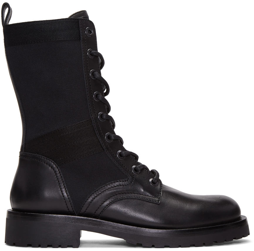 Diesel Black Gold: Black Leather High Boots | SSENSE