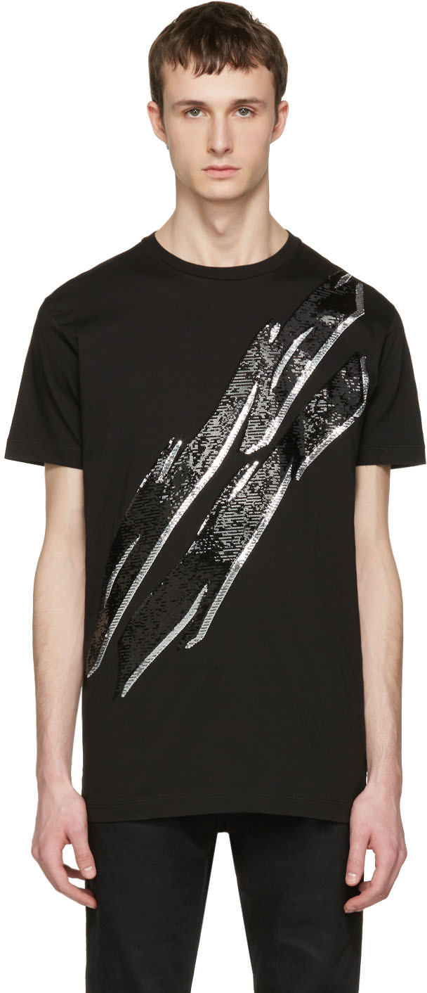 Dsquared2: Black Lightning Bolt T-Shirt | SSENSE