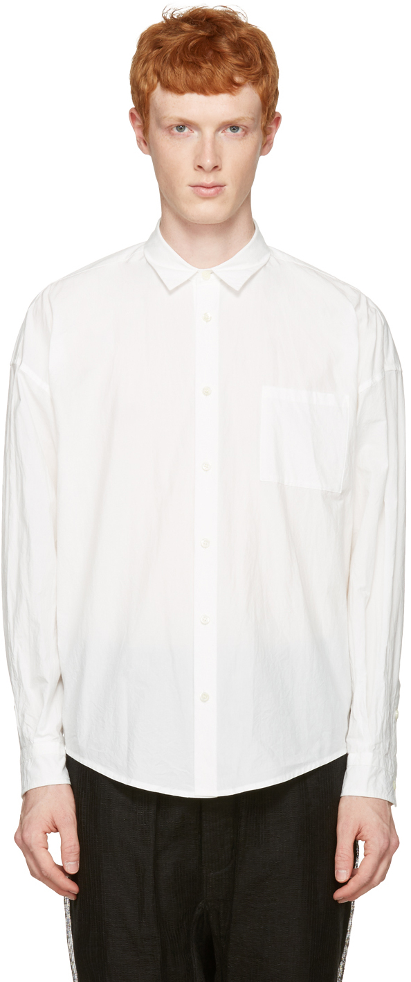 Robert Geller: White Long Sleeve Shirt | SSENSE