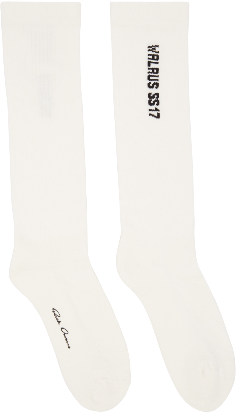 Rick Owens: White Logo Socks | SSENSE