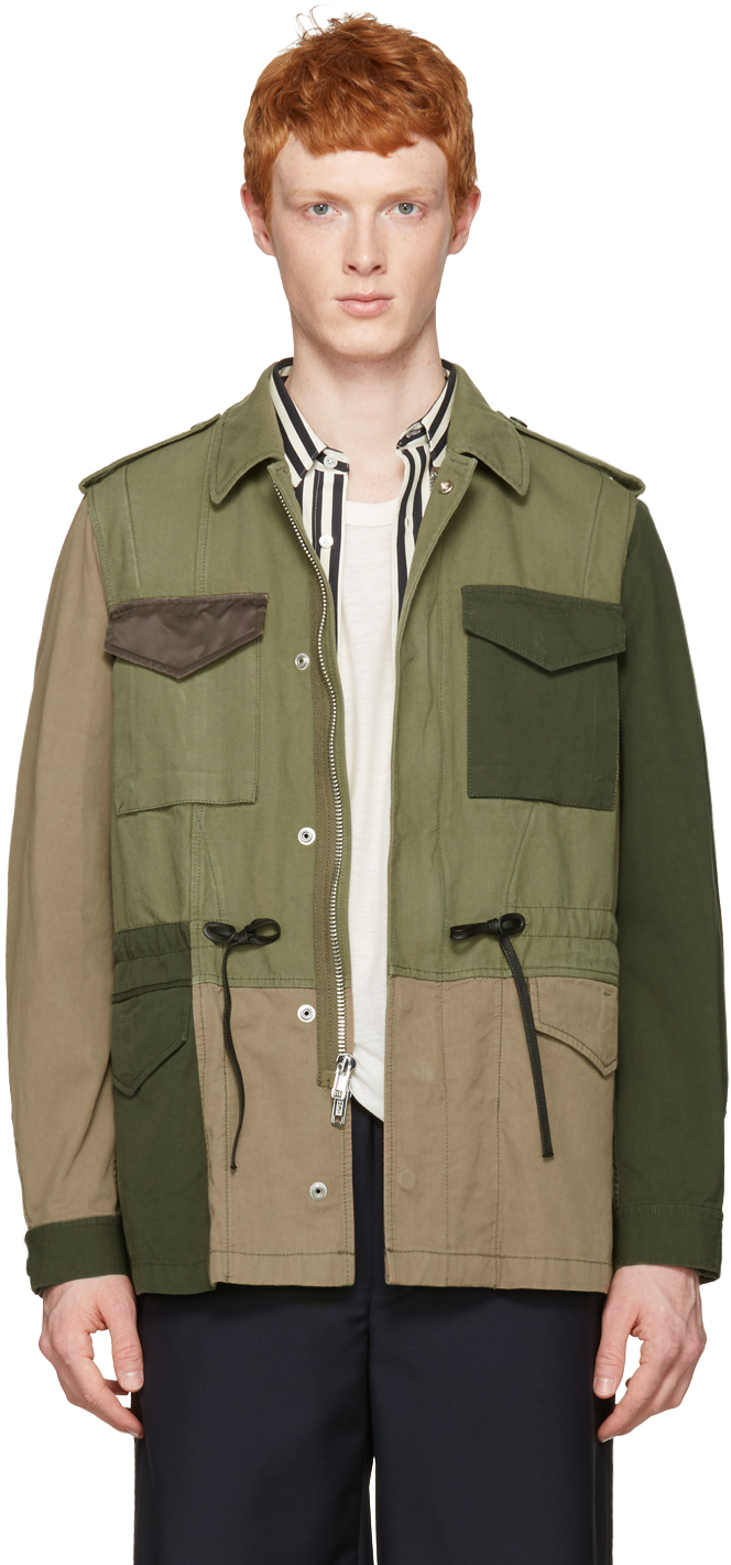3.1 Phillip Lim: Green Patchwork Field Jacket | SSENSE