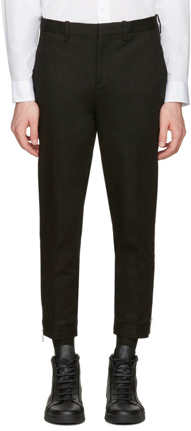 Neil Barrett: Black Cropped Zip Trousers | SSENSE