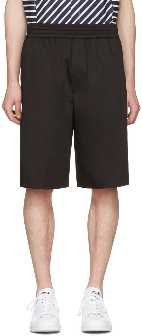 Neil Barrett: Black Washed Slouch Shorts | SSENSE