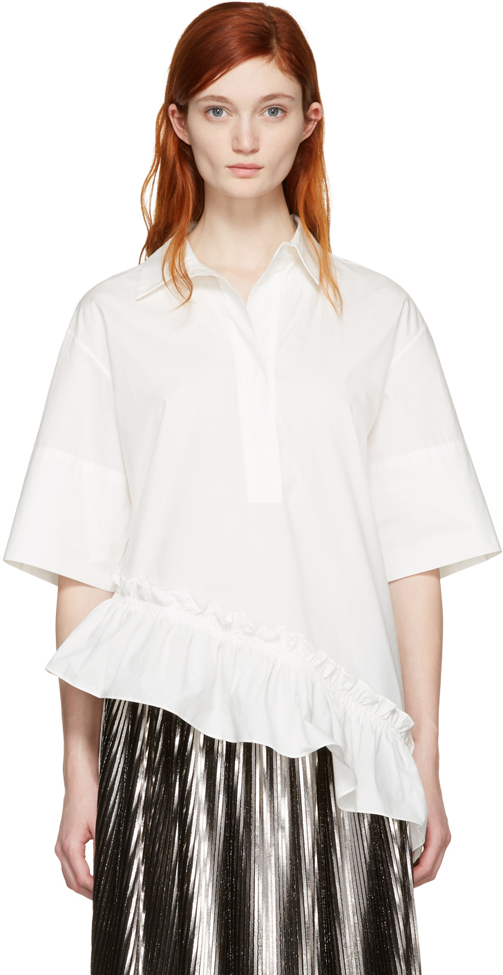 Marni: White Asymmetric Shirt | SSENSE