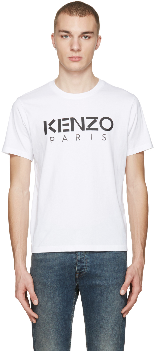 Kenzo: White Logo T-Shirt | SSENSE
