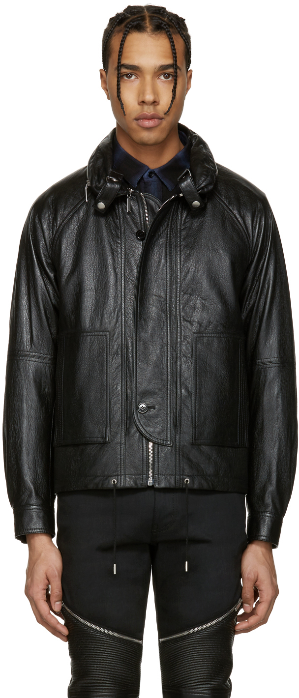 Saint Laurent: Black Leather Slouchy Jacket | SSENSE
