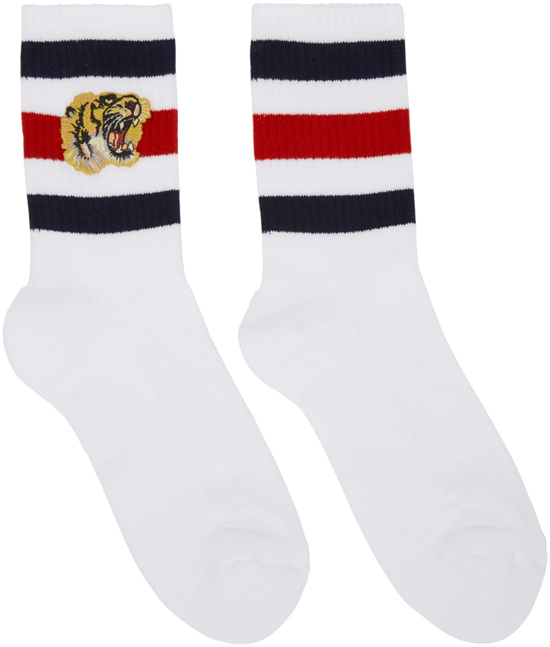 Gucci: White Tiger Socks | SSENSE 대한민국