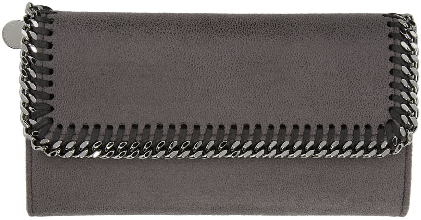 Stella McCartney: Grey Falabella Continental Flap Wallet | SSENSE