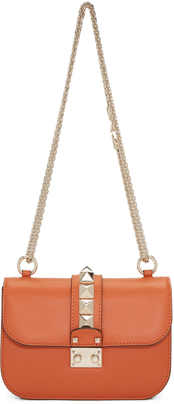 Valentino: Orange Small Lock Bag | SSENSE