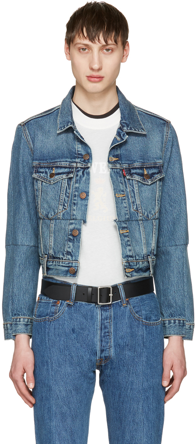 VETEMENTS: Blue Levi's Edition Reworked Denim Jacket | SSENSE