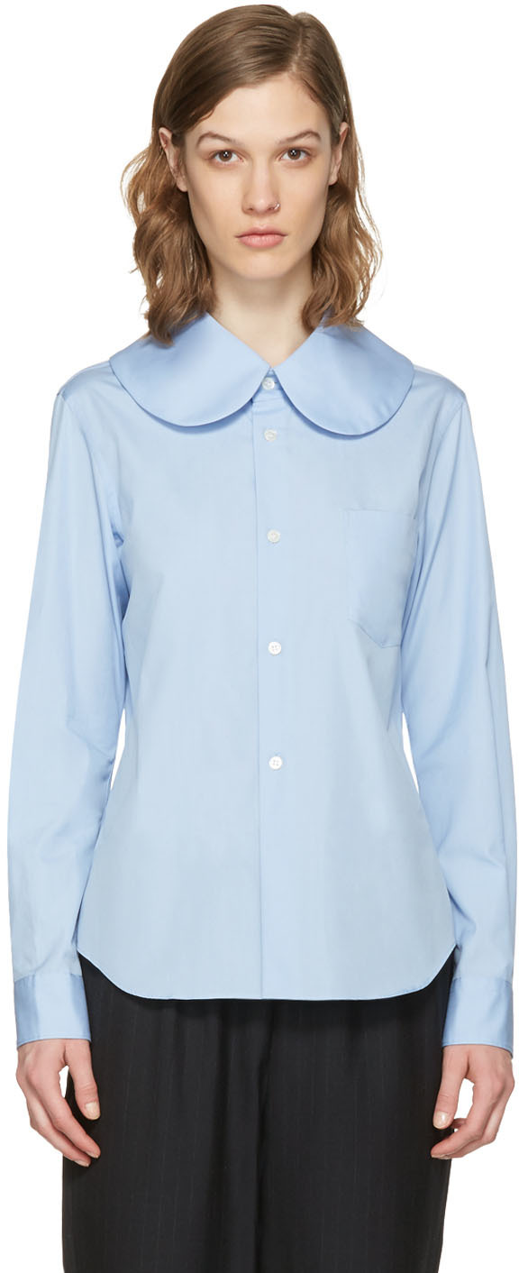 Comme des Garçons Girl: Blue Oversized Collar Shirt | SSENSE