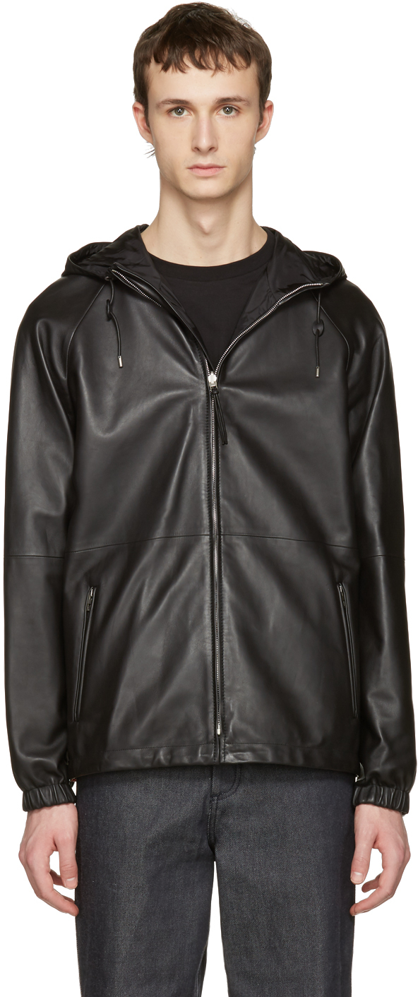Loewe: Reversible Black Lambskin Hooded Jacket | SSENSE