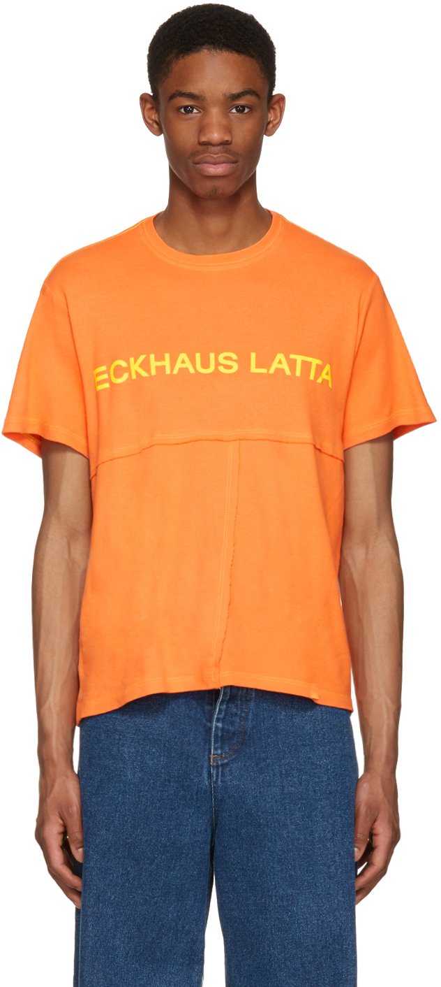 Eckhaus Latta: Orange Lapped T-Shirt | SSENSE