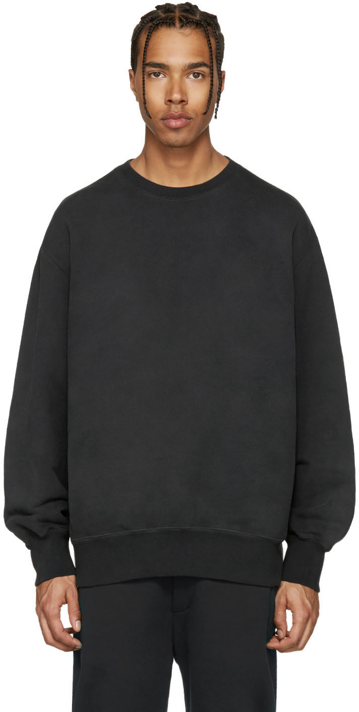 YEEZY: Black Boxy Crewneck Sweatshirt | SSENSE
