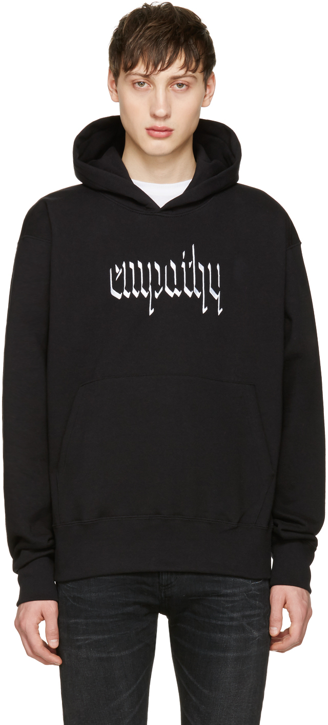 Resort Corps: Black Embroidered Empathy Hoodie | SSENSE