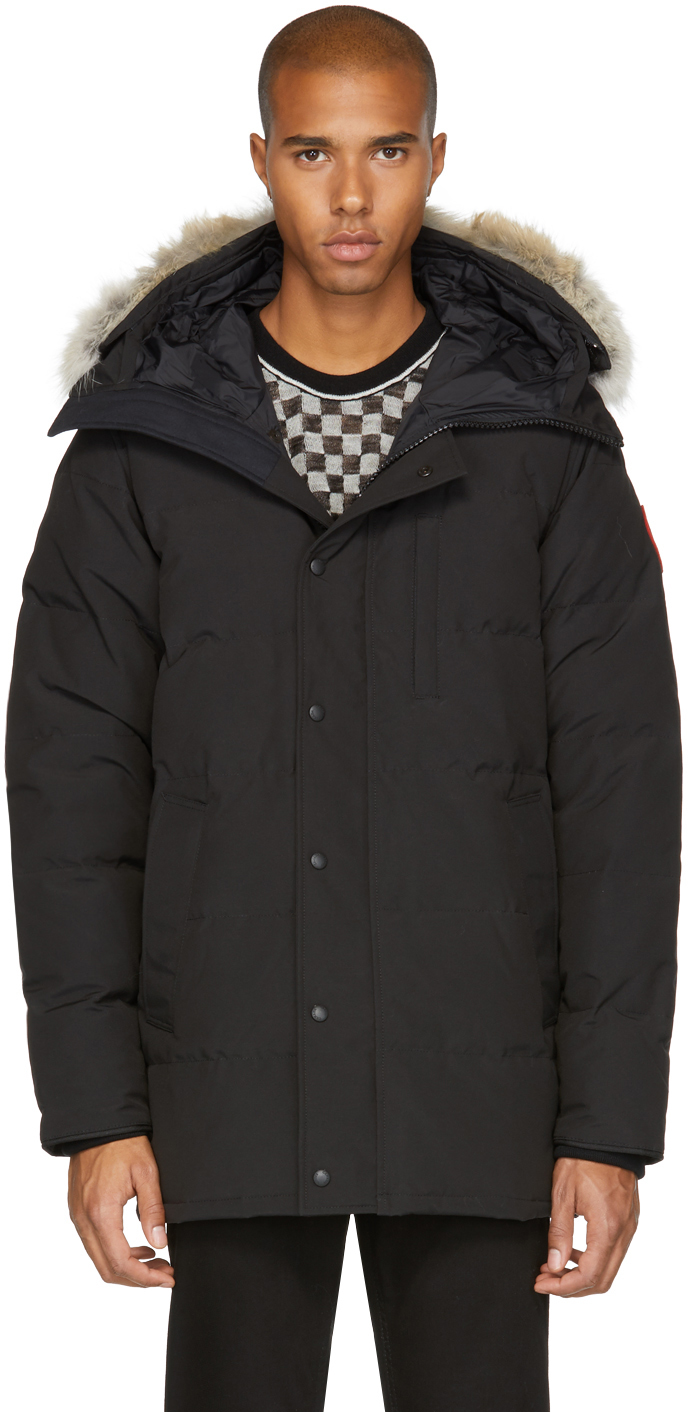 Canada Goose Black Down & Fur Carson Parka SSENSE