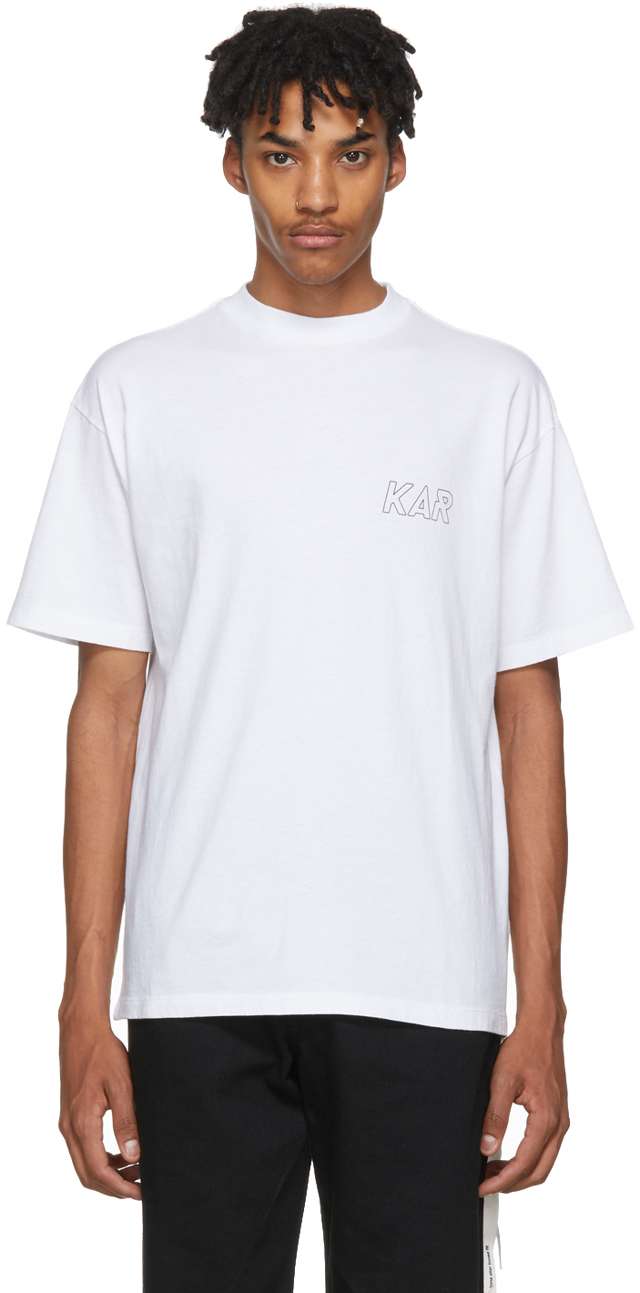 KAR / L'Art de L'Automobile: White 'Kar' Logo T-Shirt | SSENSE Canada