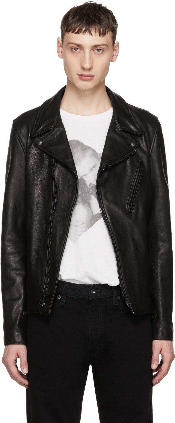 Schott: Black Leather Slim Perfecto Jacket | SSENSE