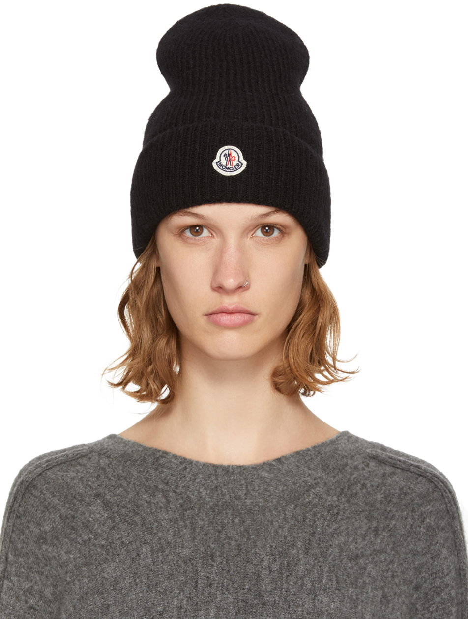 Moncler: Black Logo Beanie | SSENSE