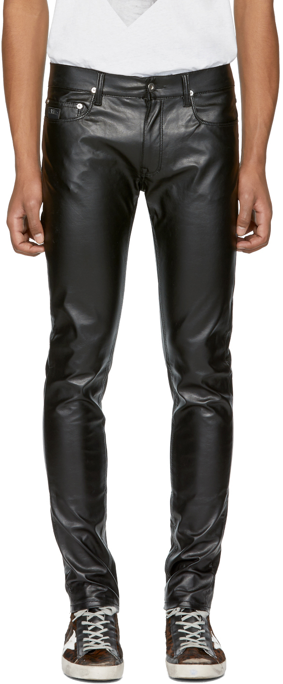 April77: Black Faux-Leather Joey Lezzer Jeans | SSENSE
