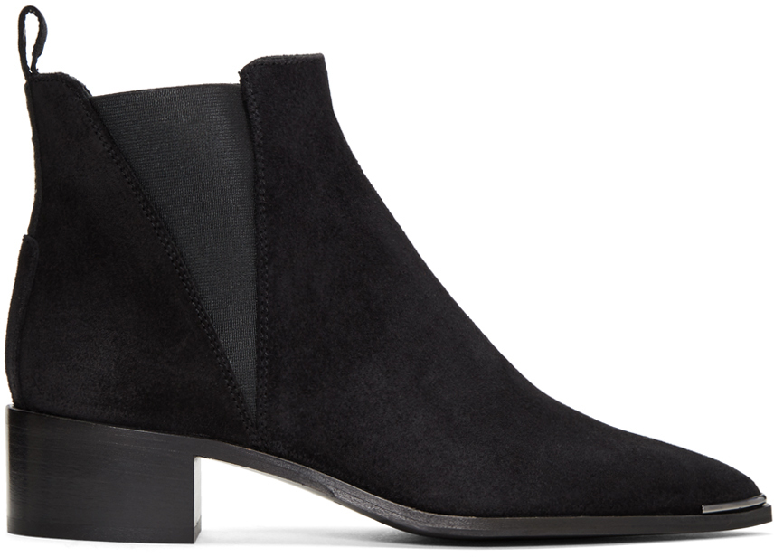 Acne Studios Black Suede Jensen Boots SSENSE