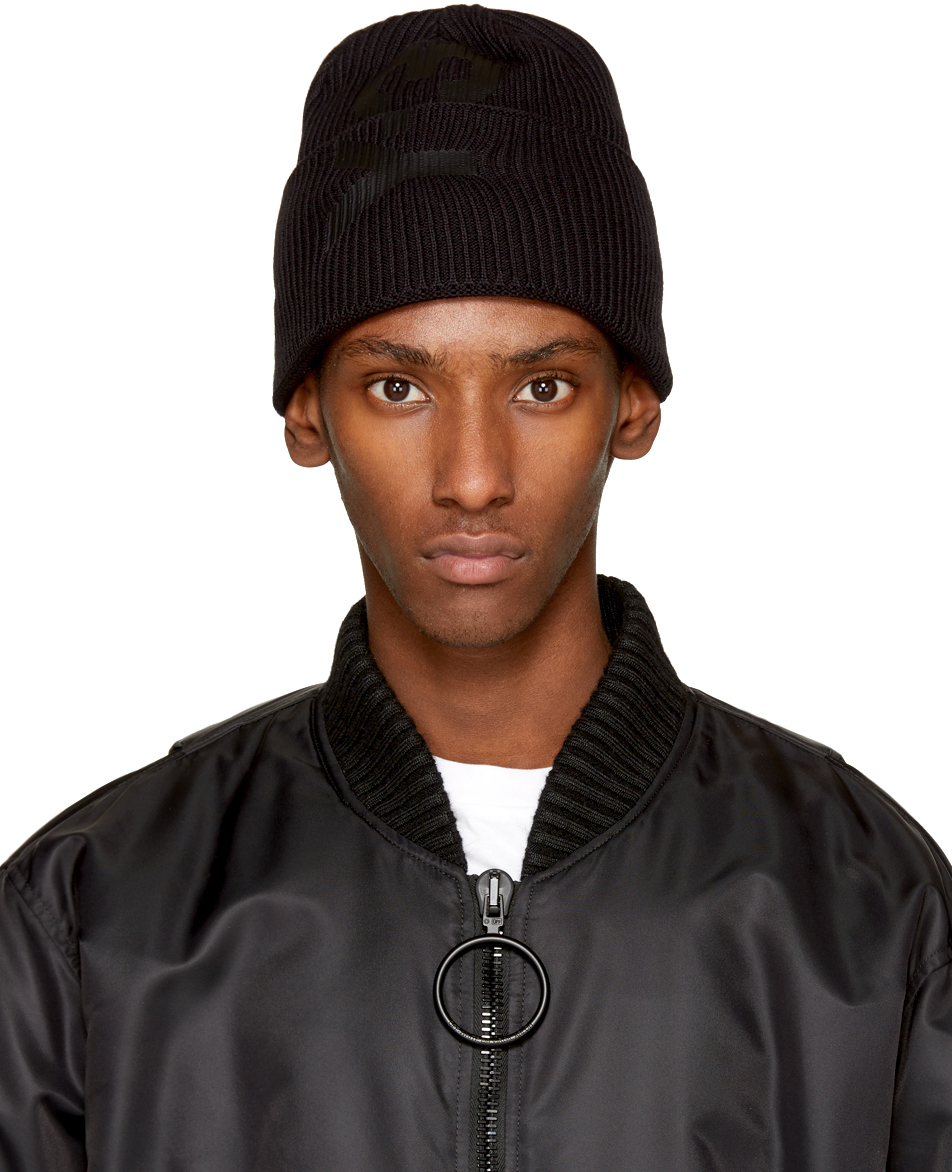 Y-3: Black Logo Beanie 