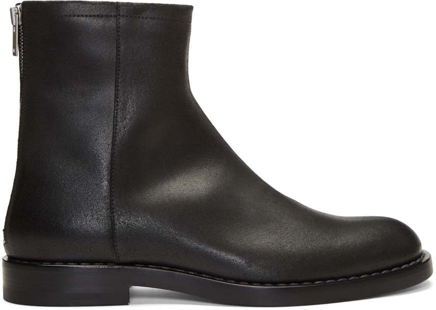 Maison Margiela: Black Leather Zip Boots | SSENSE