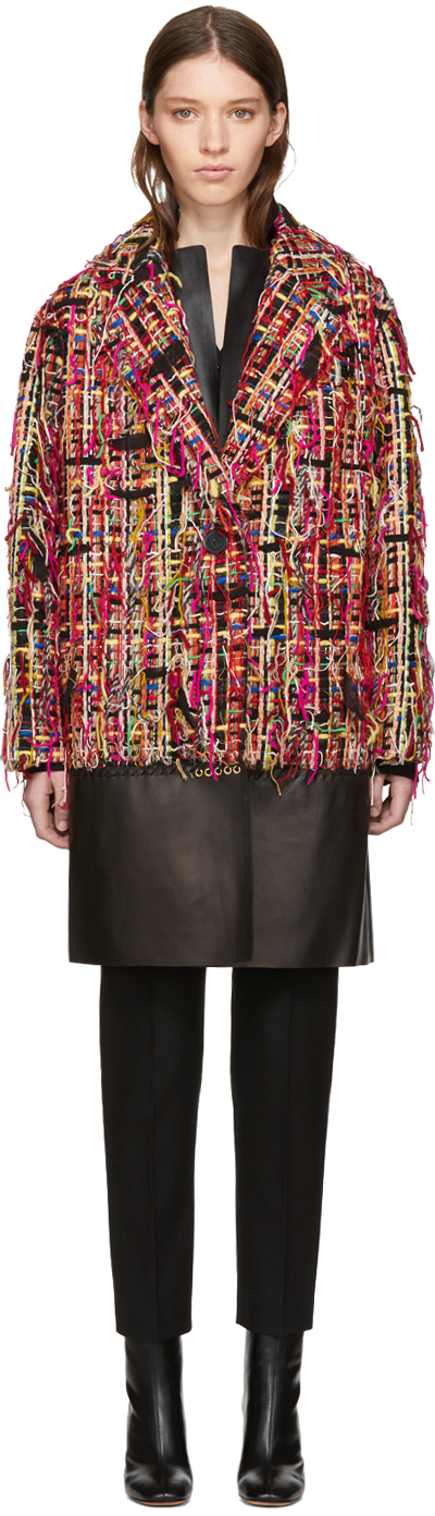 Alexander McQueen: Multicolor Tweed Wishing Tree Cocoon Coat | SSENSE