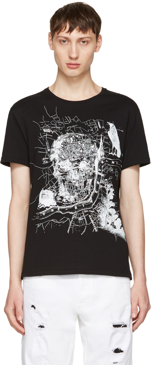 Alexander McQueen: Black London Map T-Shirt | SSENSE