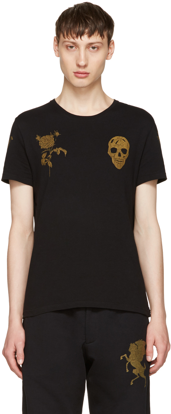 Alexander McQueen: Black Bullion T-Shirt | SSENSE