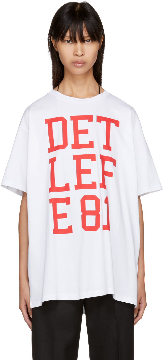 Raf Simons: White 'Detlef' T-Shirt | SSENSE