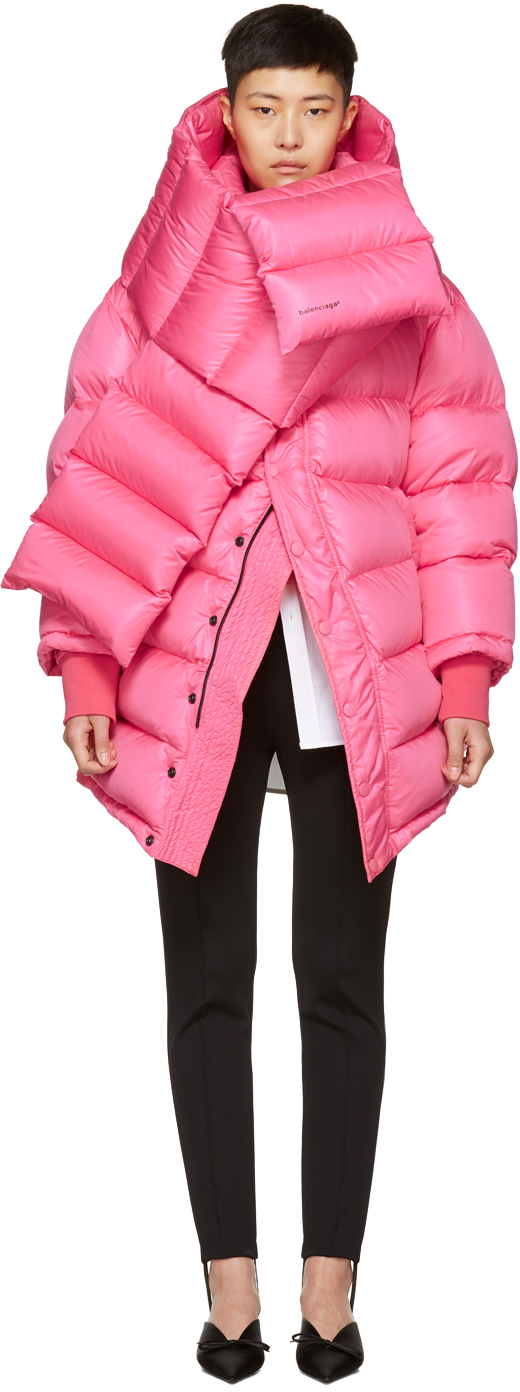 Balenciaga: Pink Outerspace Puffer Jacket | SSENSE UK