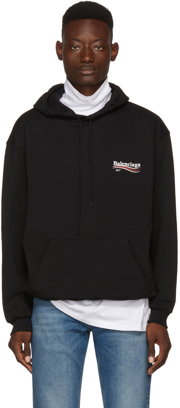 balenciaga black campaign logo hoodie