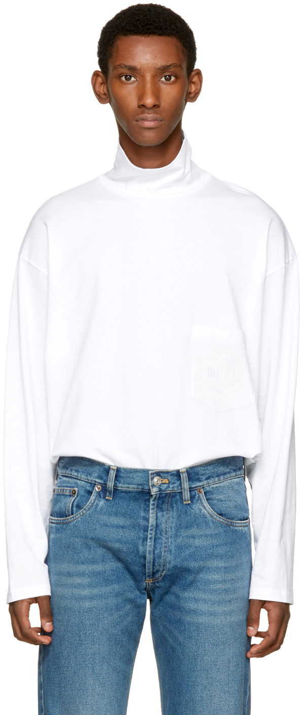 Balenciaga: White Jersey Turtleneck | SSENSE