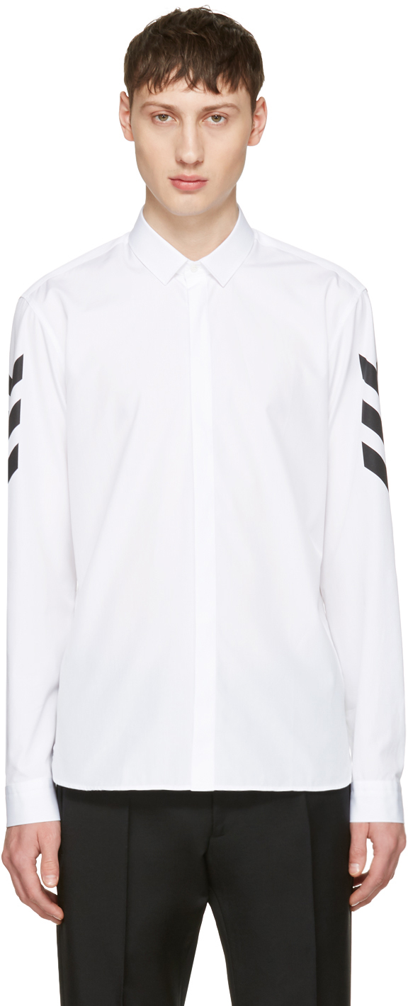 Neil Barrett: White Chevron Sleeve Shirt | SSENSE